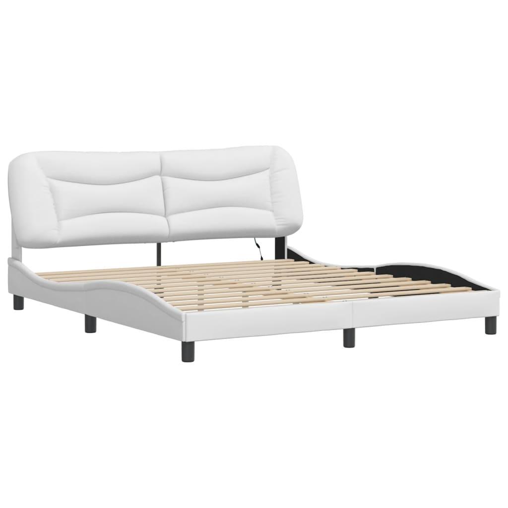 Bed frame with white LED light 180x200 cm in imitation leather