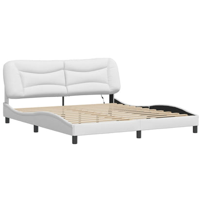 Bed frame with white LED light 180x200 cm in imitation leather