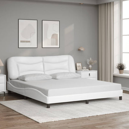 Bed frame with white LED light 180x200 cm in imitation leather