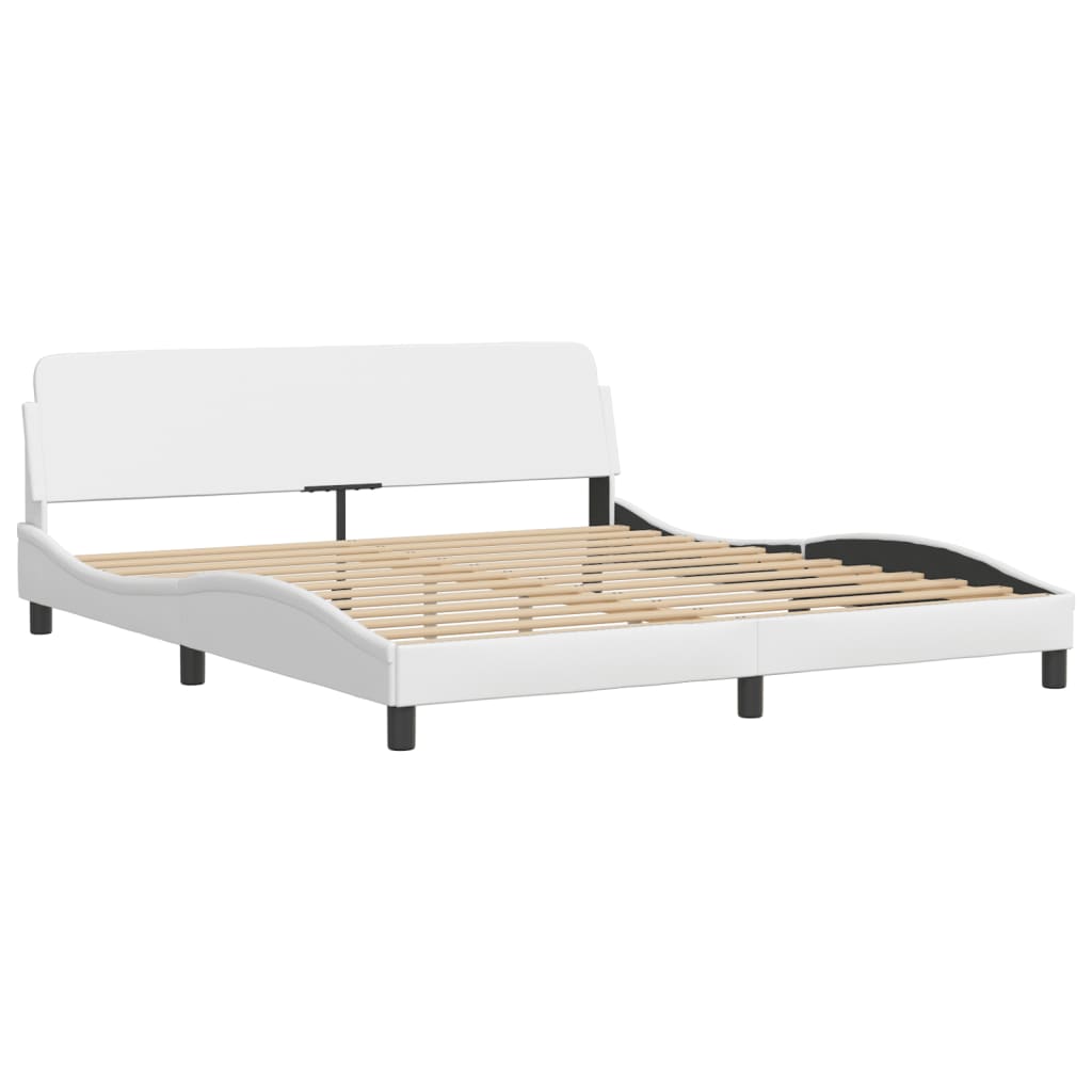 Bed frame with white LED light 180x200 cm in imitation leather