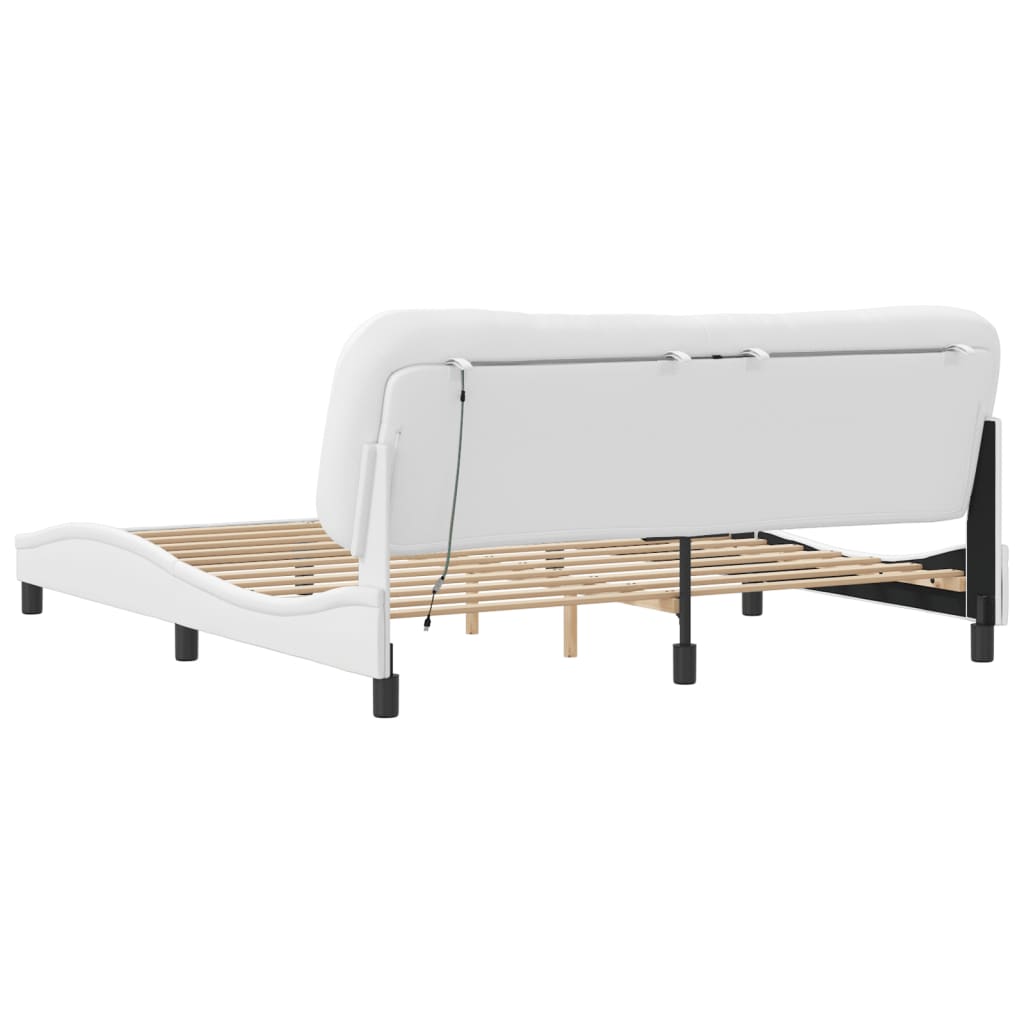 Bed frame with white LED light 180x200 cm in imitation leather