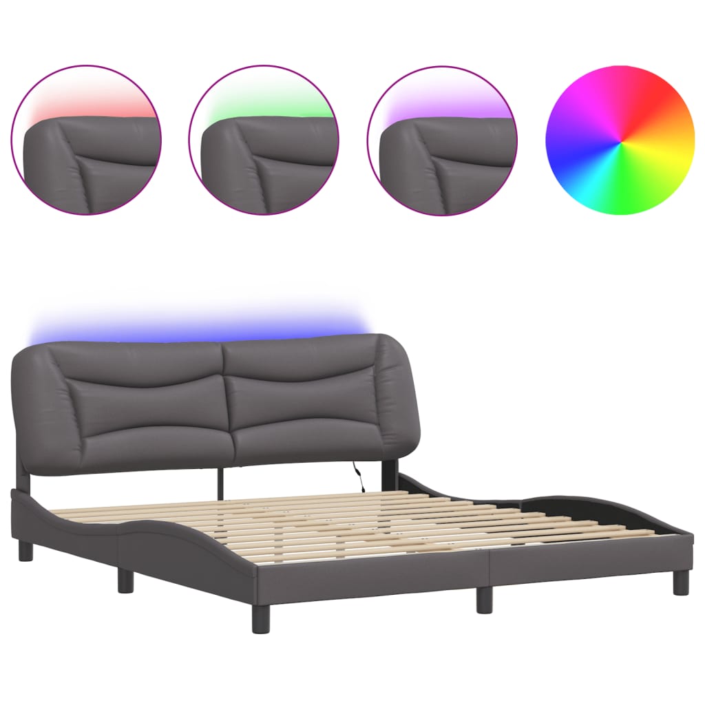 Giroletto con LED senza Materasso Hvar Grigio 180x200 cm