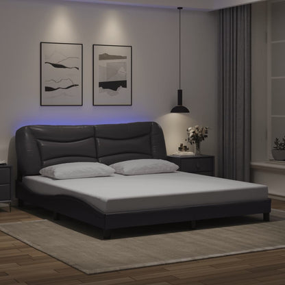 Bed frame with Gray LED lights 180x200 cm in imitation leather