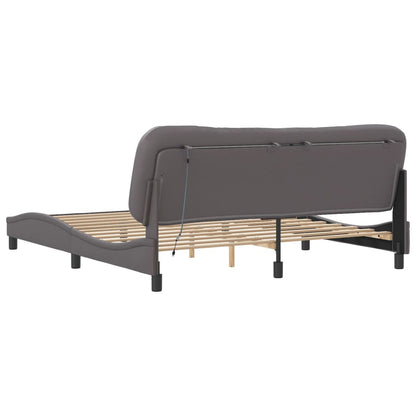 Bed frame with Gray LED lights 180x200 cm in imitation leather