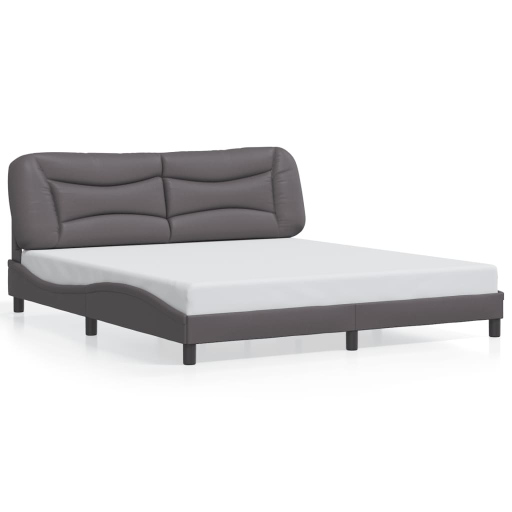 Bed frame with Gray LED lights 180x200 cm in imitation leather