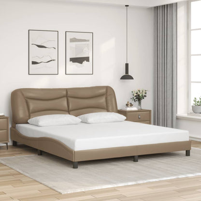 Cappuccino bed frame with LED lights 180x200 cm in imitation leather