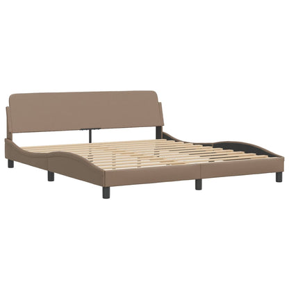 Cappuccino bed frame with LED lights 180x200 cm in imitation leather