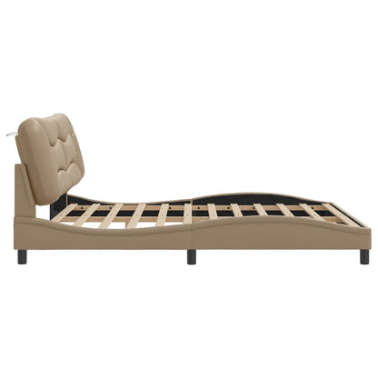 Cappuccino bed frame with LED lights 180x200 cm in imitation leather