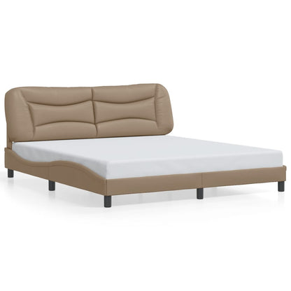 Cappuccino bed frame with LED lights 180x200 cm in imitation leather