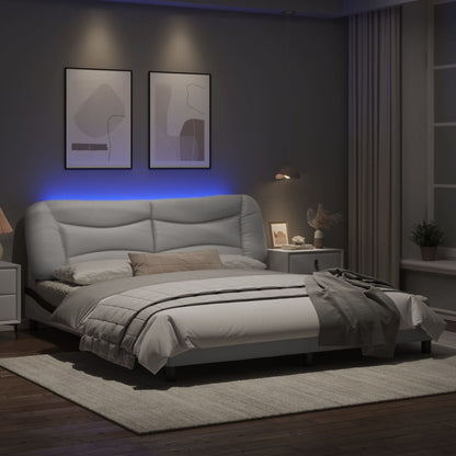 Bed frame with Black and White LED light 180x200 cm in imitation leather