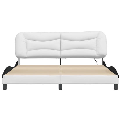 Bed frame with Black and White LED light 180x200 cm in imitation leather