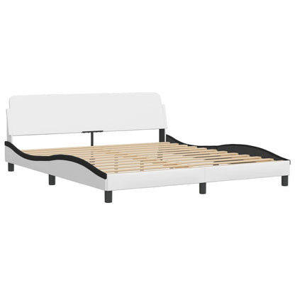 Bed frame with Black and White LED light 180x200 cm in imitation leather