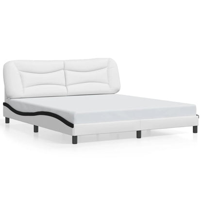 Bed frame with Black and White LED light 180x200 cm in imitation leather