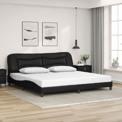 Bed frame with LED lights Black 200x200 cm in imitation leather