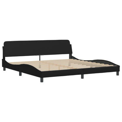 Bed frame with LED lights Black 200x200 cm in imitation leather