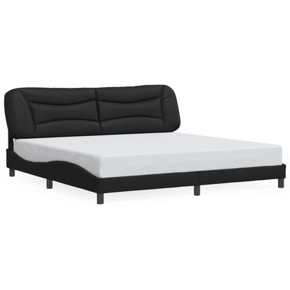 Bed frame with LED lights Black 200x200 cm in imitation leather