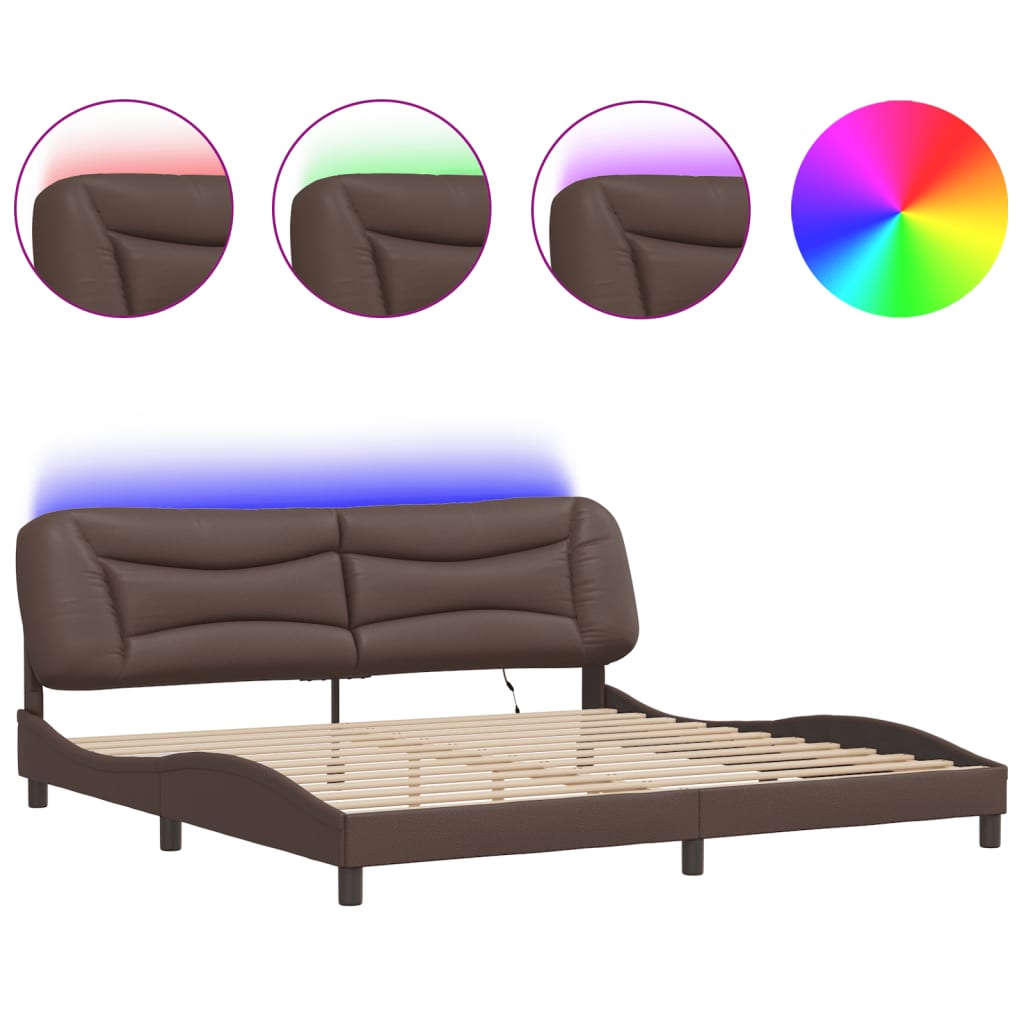 Giroletto con LED senza Materasso Hvar Marrone 200x200 cm - homemem39