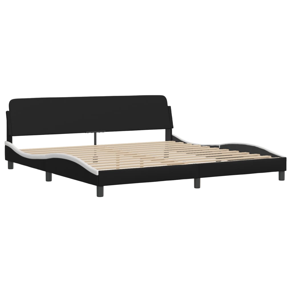 Bed frame with Black and White LED lights 200x200 cm in imitation leather