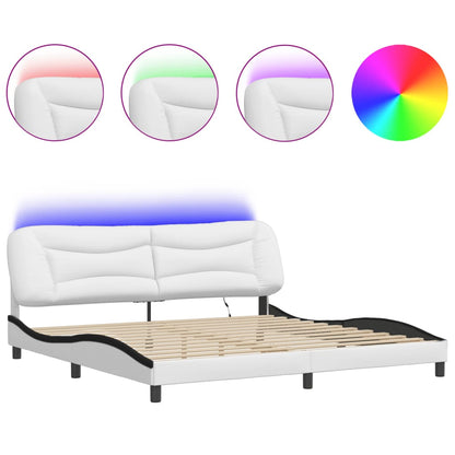 Giroletto con LED senza Materasso Hvar Bianco e Nero 200x200 cm