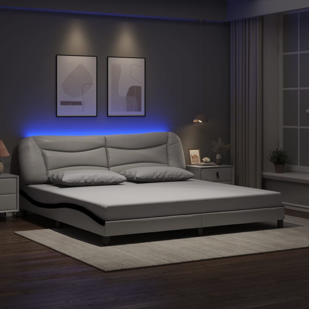Giroletto con LED senza Materasso Hvar Bianco e Nero 200x200 cm