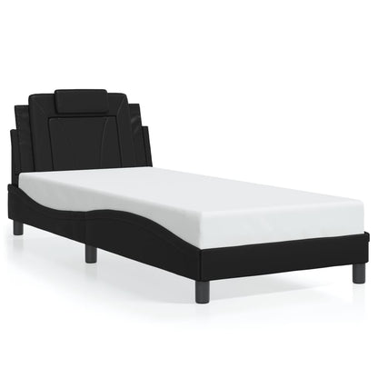 Bed frame with LED lights Black 80x200 cm in imitation leather