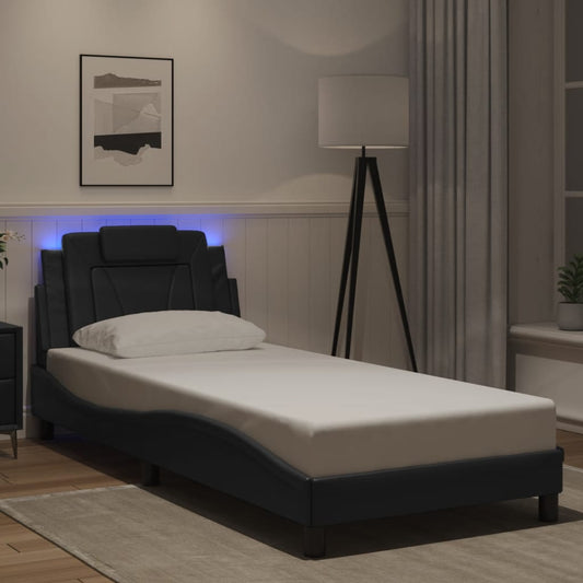 Giroletto Viana con LED senza Materasso Nero 80x200 cm