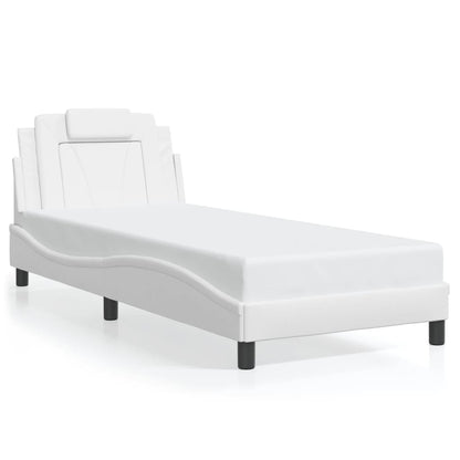 Bed frame with white LED lights 80x200 cm in imitation leather