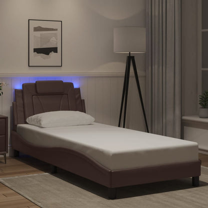 Giroletto Viana con LED senza Materasso Marrone 80x200 cm
