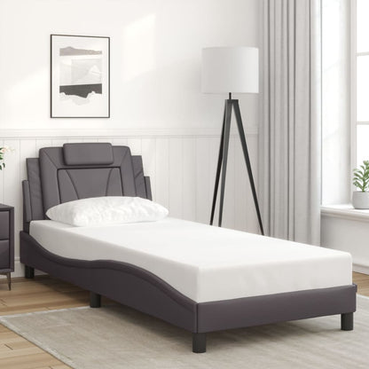 Bed frame with Gray LED Lights 80x200 cm in imitation leather