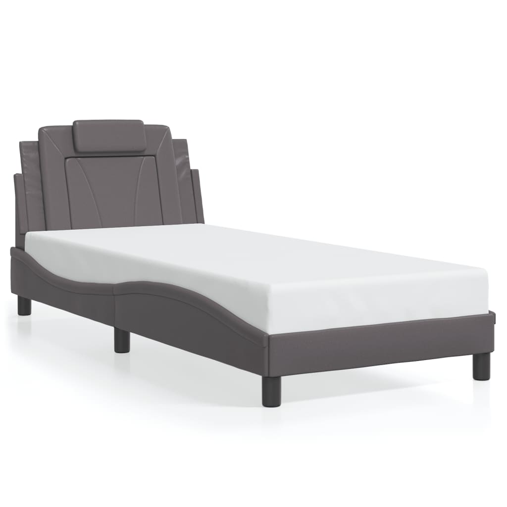 Bed frame with Gray LED Lights 80x200 cm in imitation leather