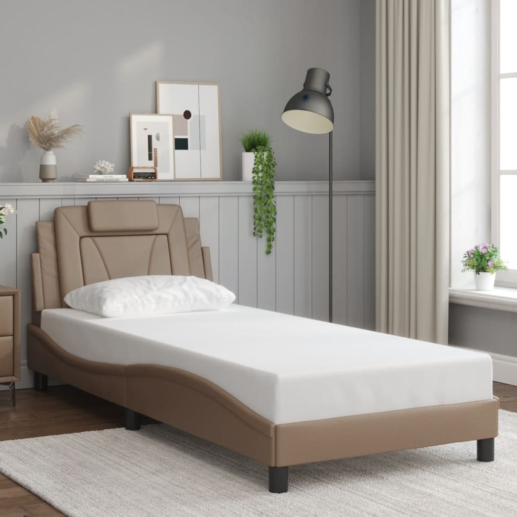 Bed frame with LED lights Cappuccino 80x200 cm in imitation leather