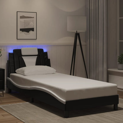 Giroletto Viana con LED senza Materasso Nero e Bianco 80x200 cm