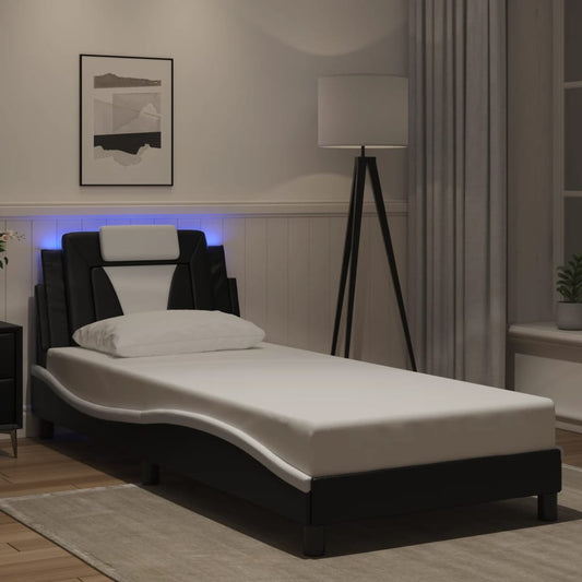 Giroletto Viana con LED senza Materasso Nero e Bianco 80x200 cm