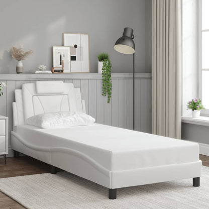 Bed frame with white LED lights 90x190 cm in imitation leather