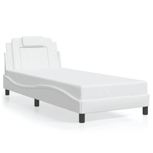 Bed frame with white LED lights 90x190 cm in imitation leather