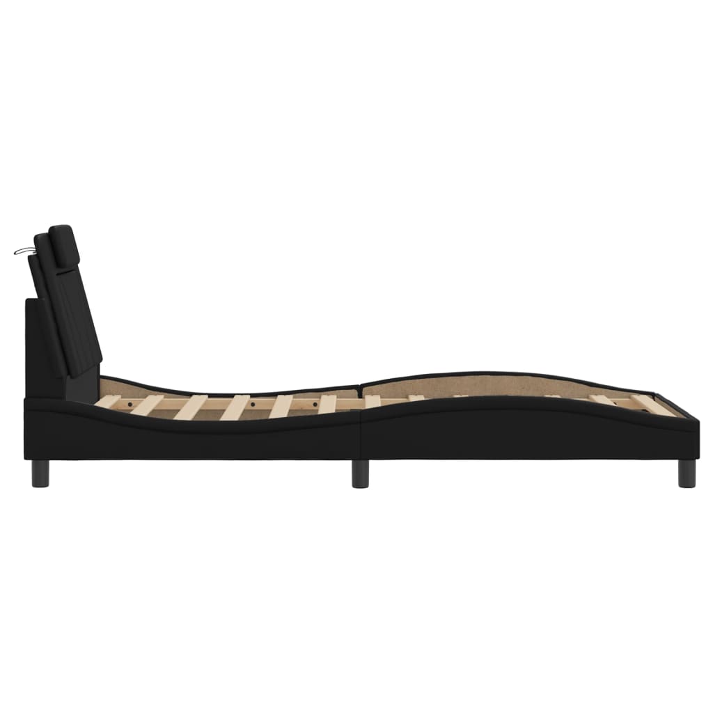 Giroletto Viana con LED senza Materasso Nero 90x200 cm