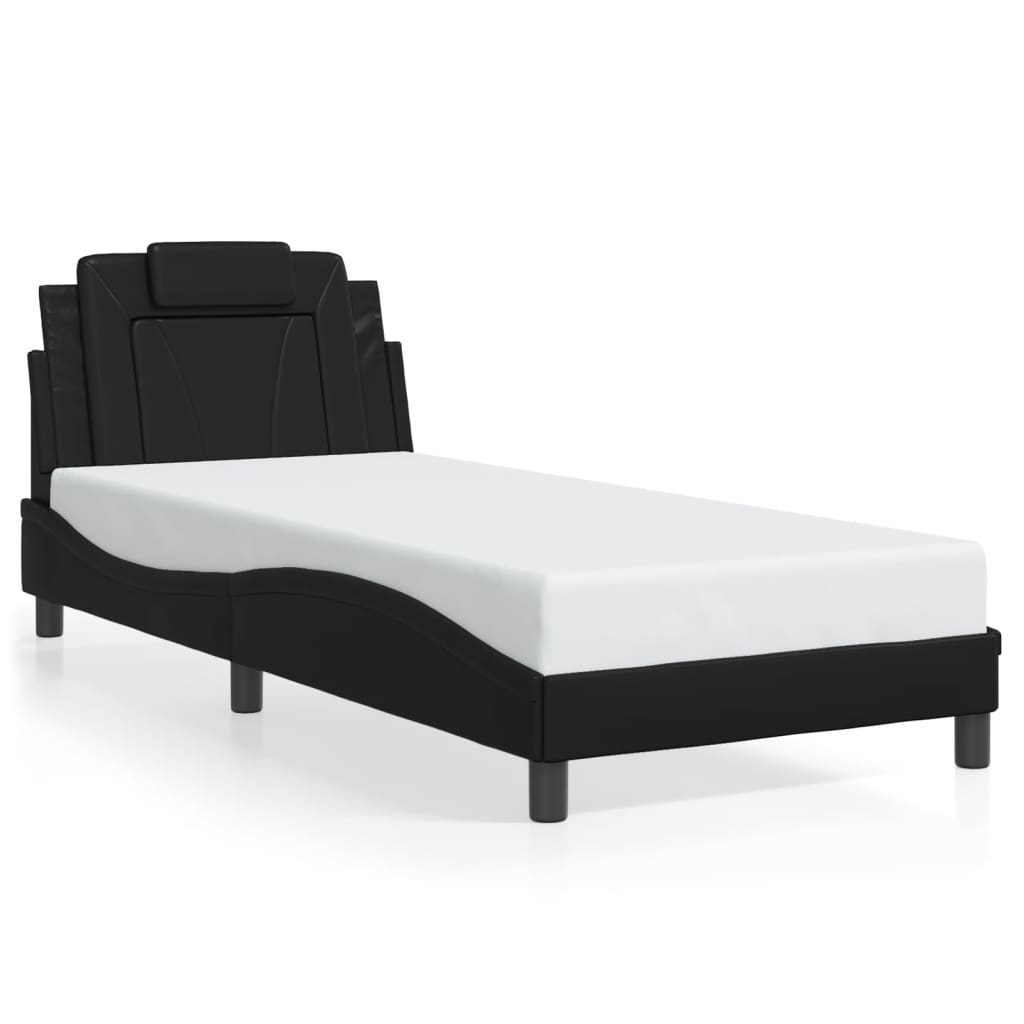 Bed frame with LED lights Black 90x200 cm in imitation leather