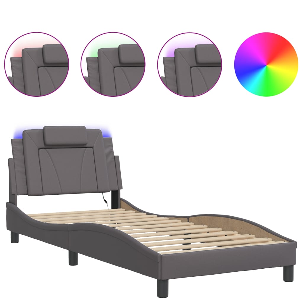 Giroletto Viana con LED senza Materasso Grigio 90x200 cm | homemem39