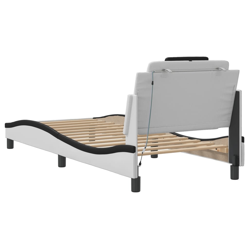 Giroletto Viana con LED senza Materasso Bianco e Nero 90x200 cm