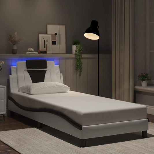 Giroletto Viana con LED senza Materasso Bianco e Nero 90x200 cm