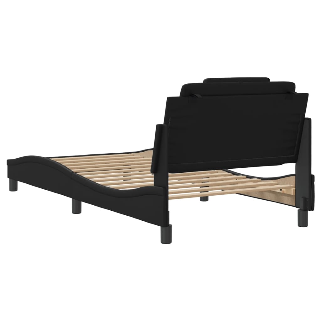 Bed frame with LED lights Black 100x200 cm in imitation leather