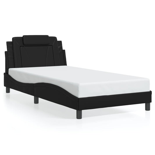 Bed frame with LED lights Black 100x200 cm in imitation leather