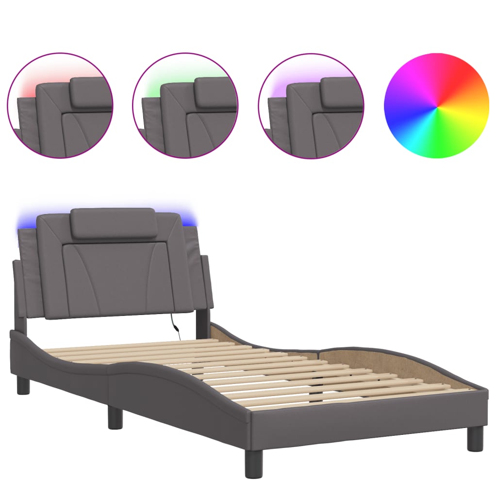 Giroletto Viana con LED senza Materasso Grigio 100x200 cm