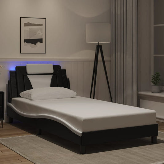 Giroletto Viana con LED senza Materasso Nero e Bianco 100x200cm