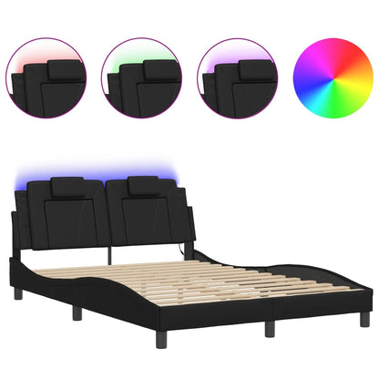 Bed frame with LED lights Black 120x200 cm in imitation leather