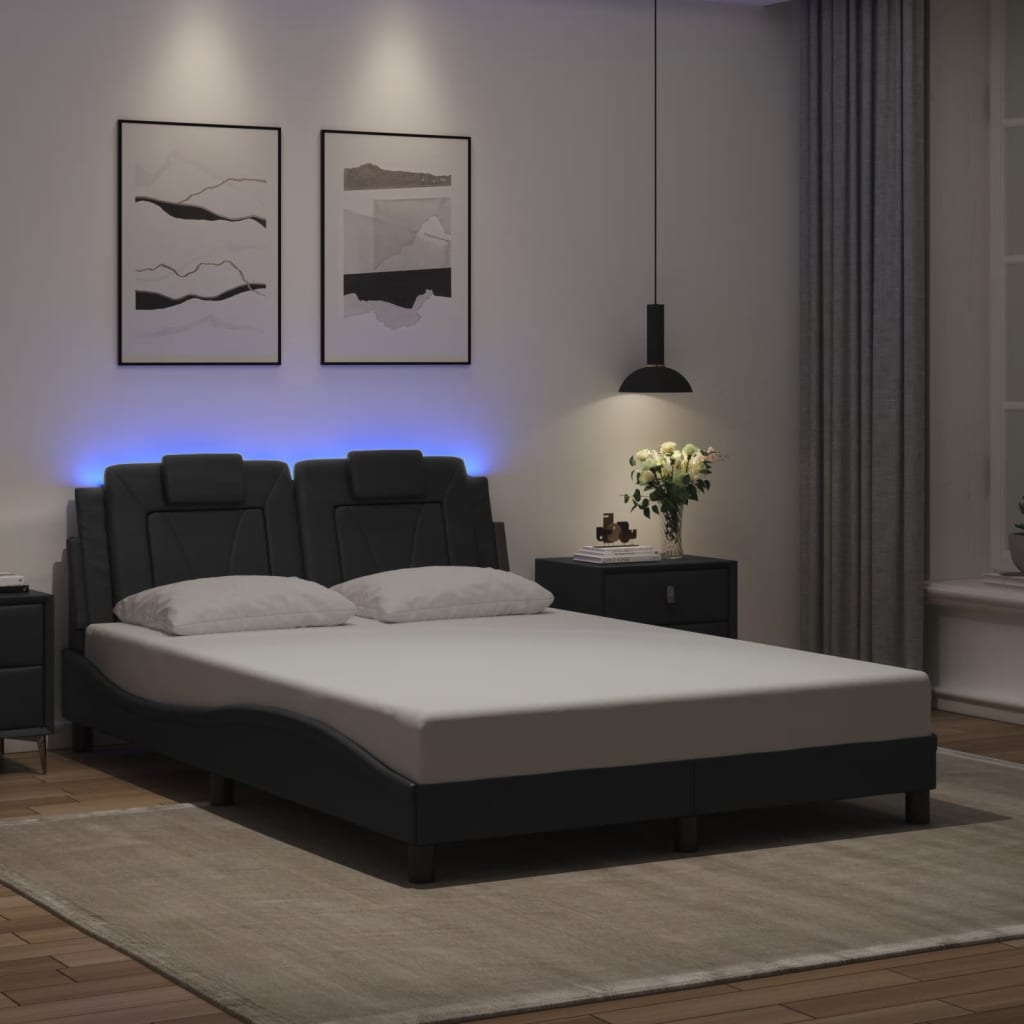 Giroletto Viana con LED senza Materasso Nero 120x200 cm
