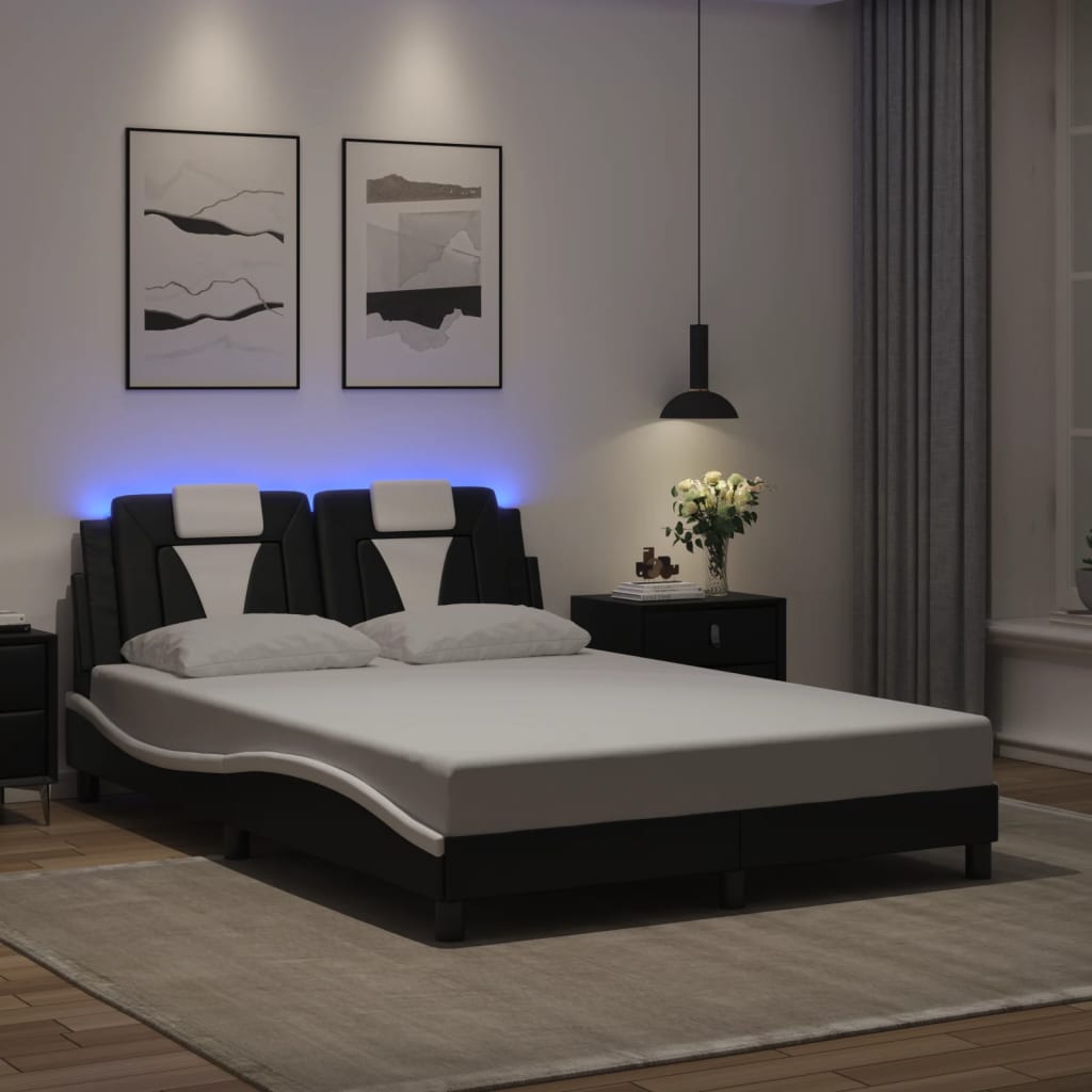 Giroletto Viana con LED senza Materasso Nero e Bianco 120x200cm