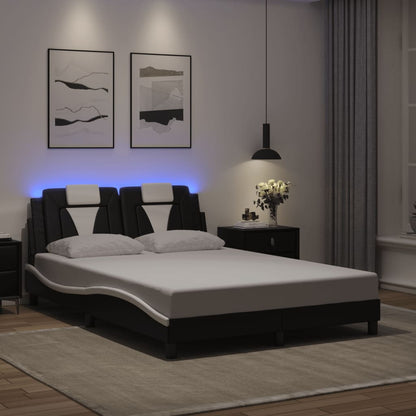 Giroletto Viana con LED senza Materasso Nero e Bianco 140x190 cm - homemem39