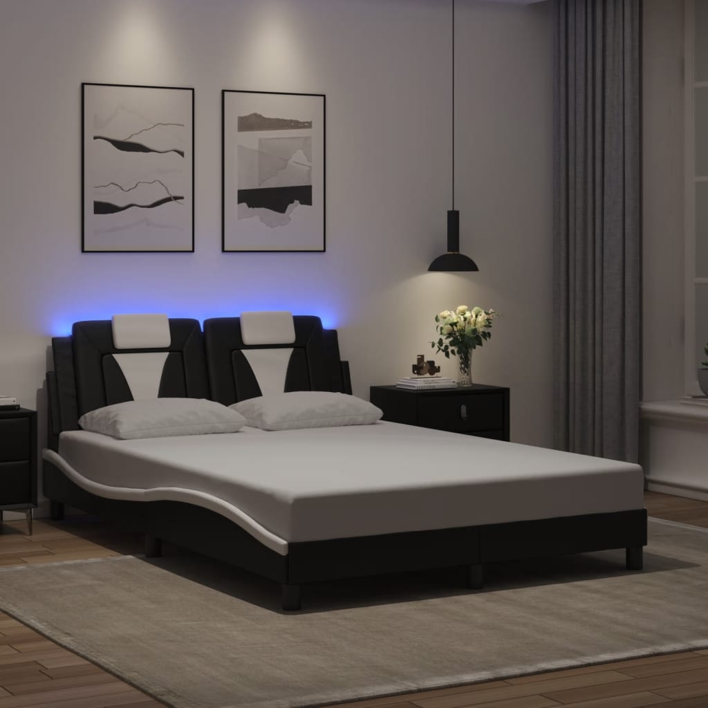 Giroletto Viana con LED senza Materasso Nero e Bianco 140x200cm