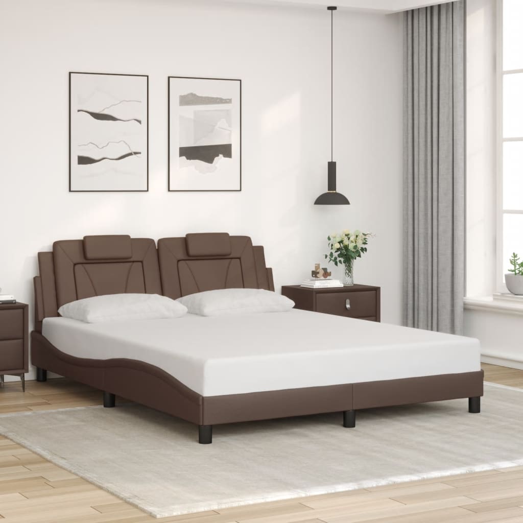 Giroletto Viana con LED senza Materasso Marrone 160x200 cm